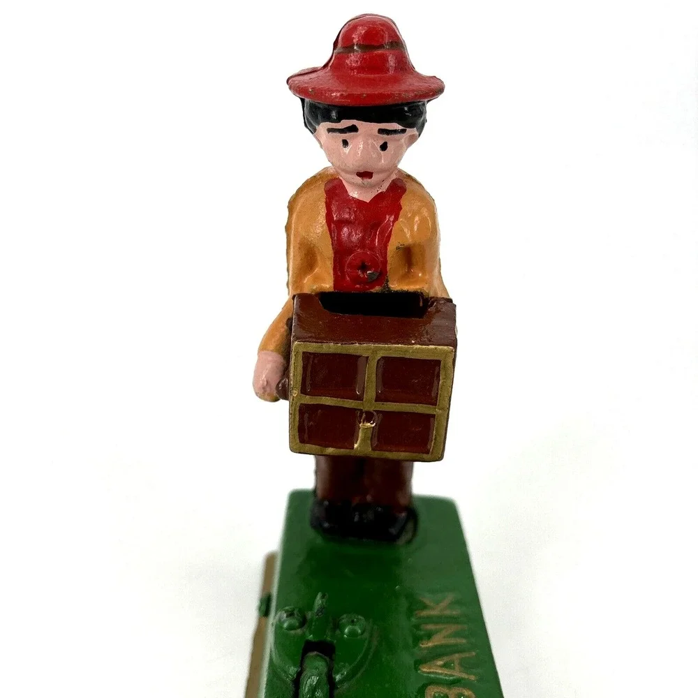 ORGAN GRINDER MONKEY BANK Cast Iron Works Great‎